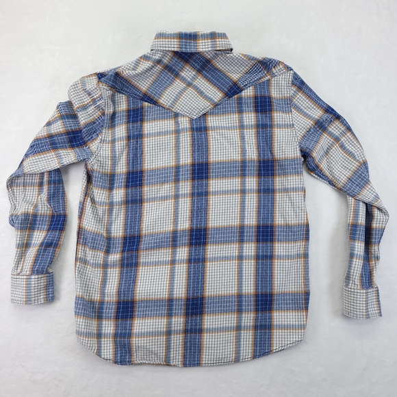 Cody James Pearl Snap Flannel Shirt Men Sz Medium Blue Plaid Long Sleeve Western - Picture 7 of 7